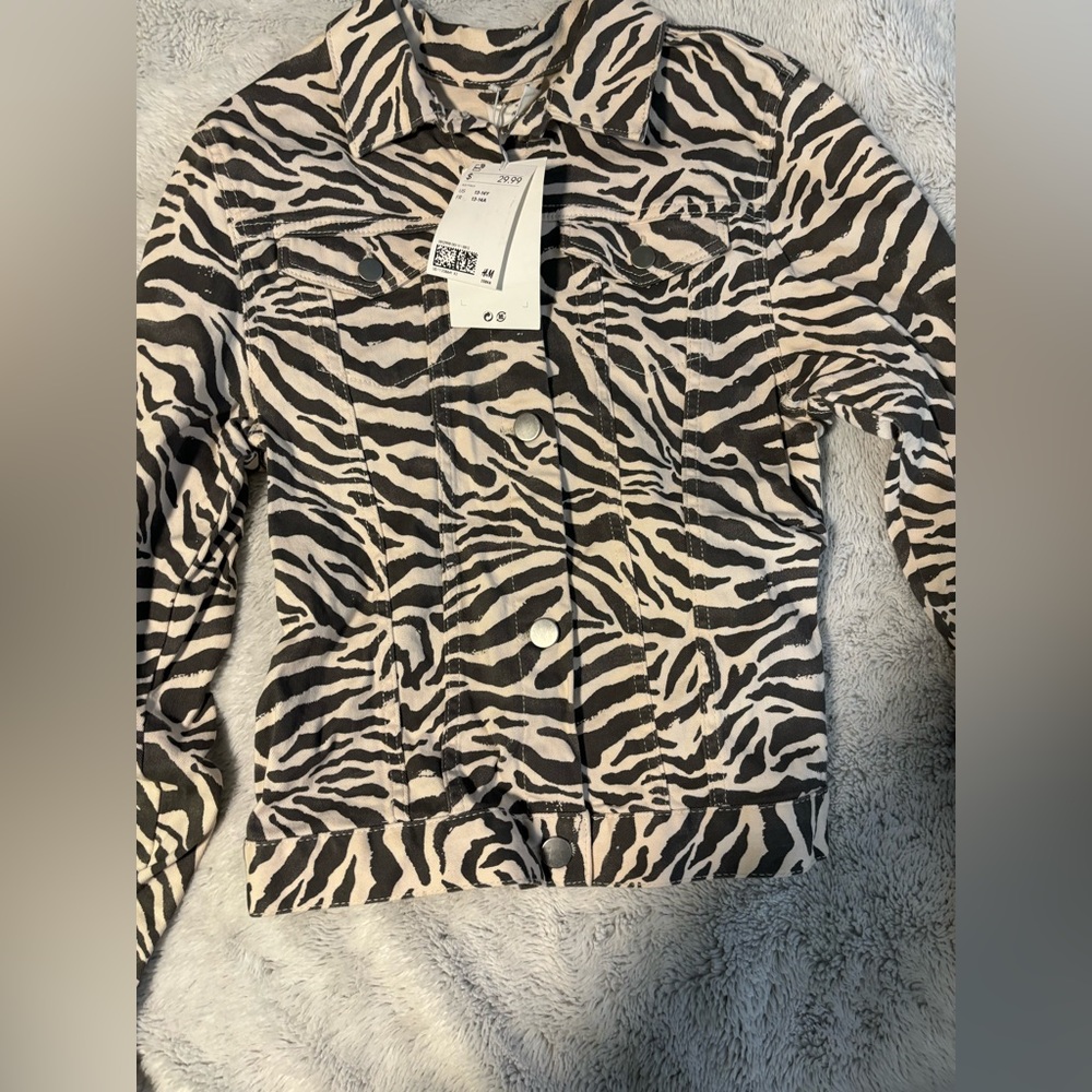 h&m zebra striped jacket